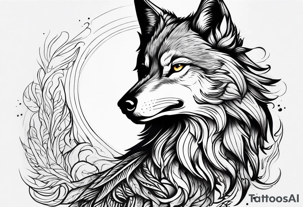 Phoenix wolf tattoo idea