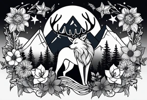 Stars, antlers, dogs, wolf, mountains, flowers, plants, dragonfly, dream catcher, birds
Design for my forearm and fist 
Nothing big or centered tattoo idea