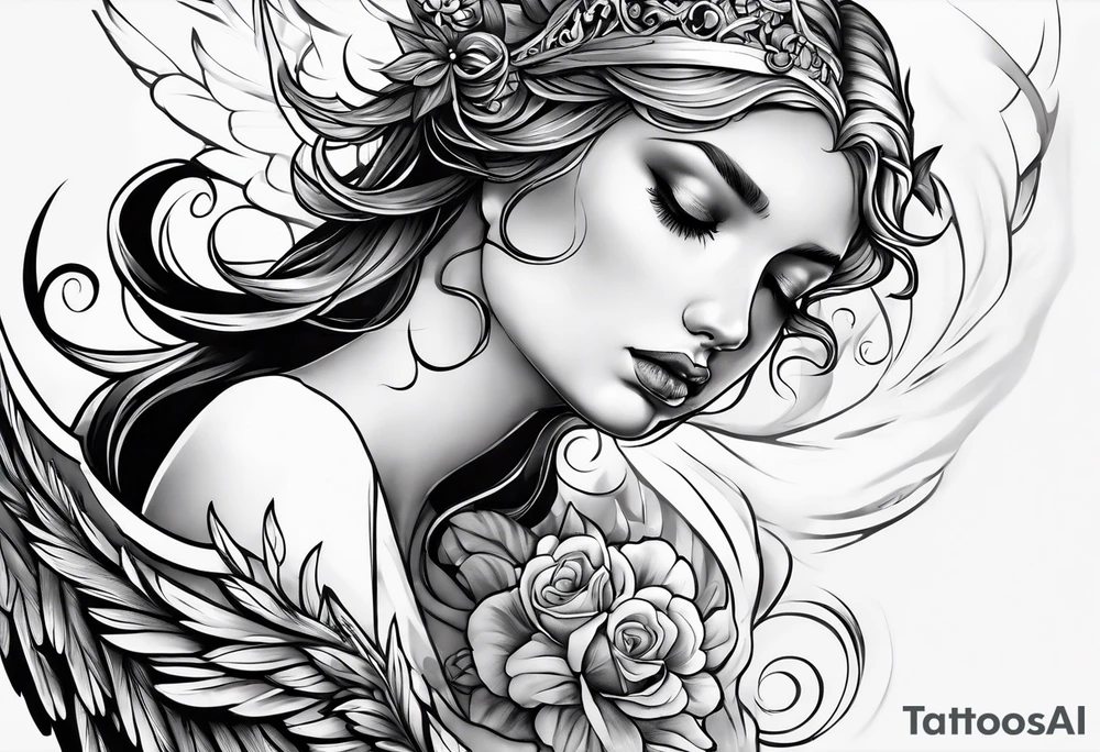 Sad angel tattoo idea