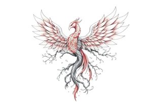 Powerful Phoenix rising large 
tree of life tattoo idea