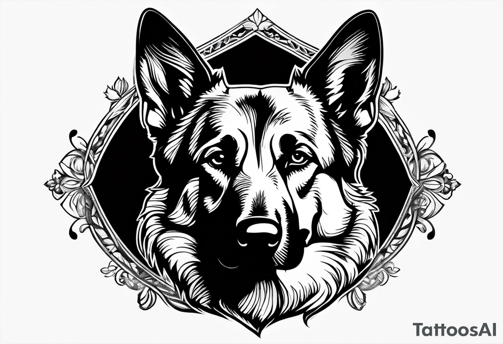 German shepherd dog walking away tattoo idea