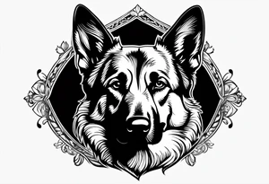 German shepherd dog walking away tattoo idea