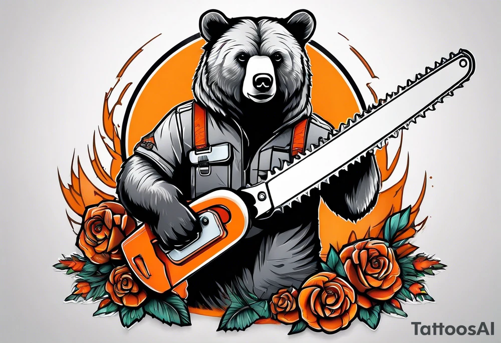 Bear with a chainsaw tattoo idea
