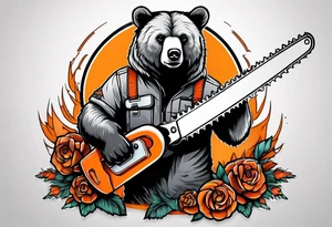 Bear with a chainsaw tattoo idea