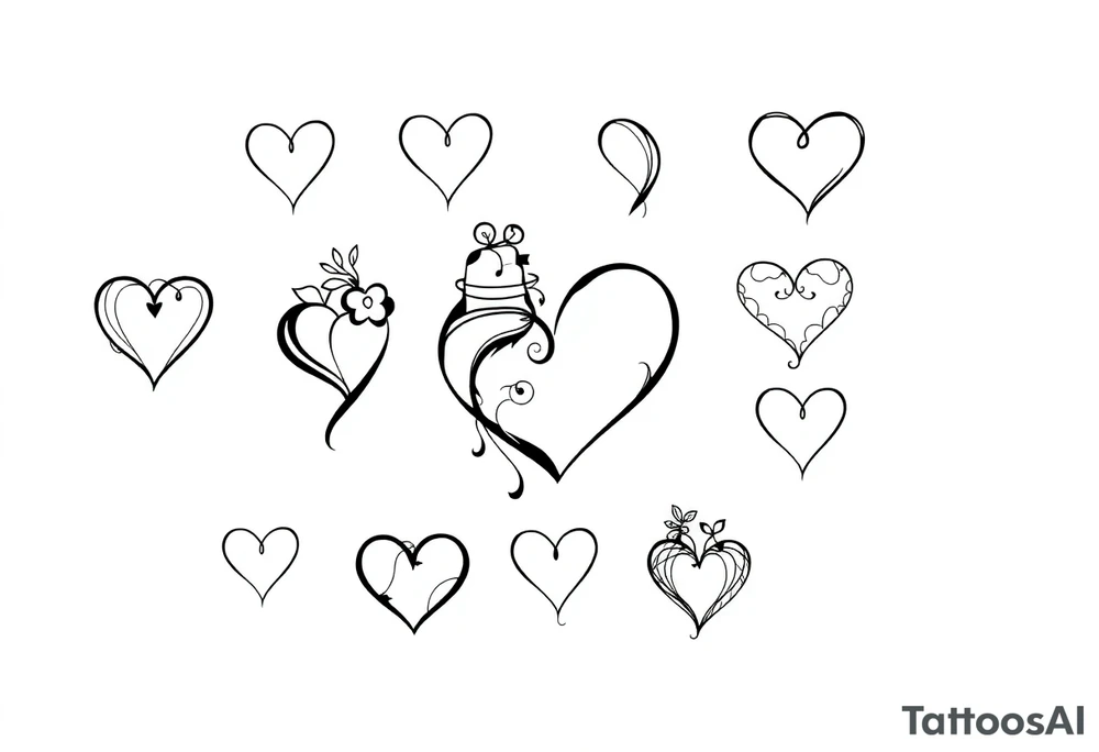 12 unique hearts tattoo idea
