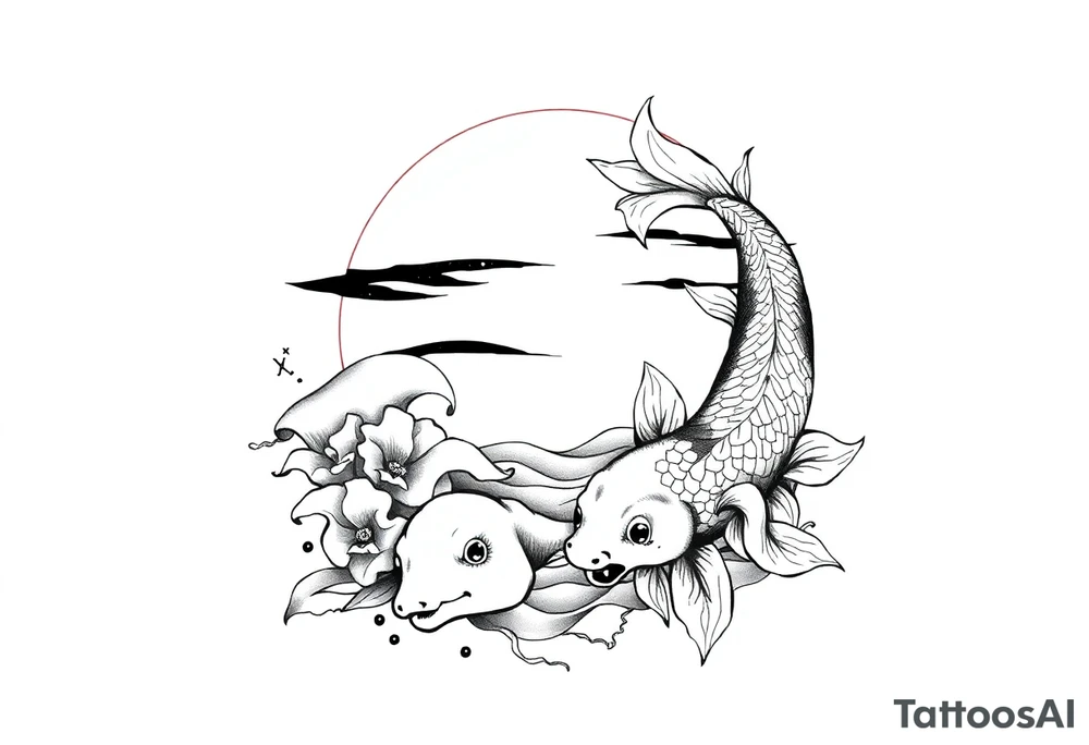 Koi sunset tattoo idea