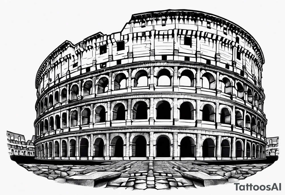 colosseum with cobble stone tattoo idea