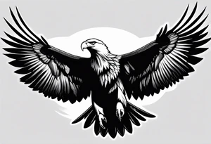 Flying realistic black and white eagle tattoo idea