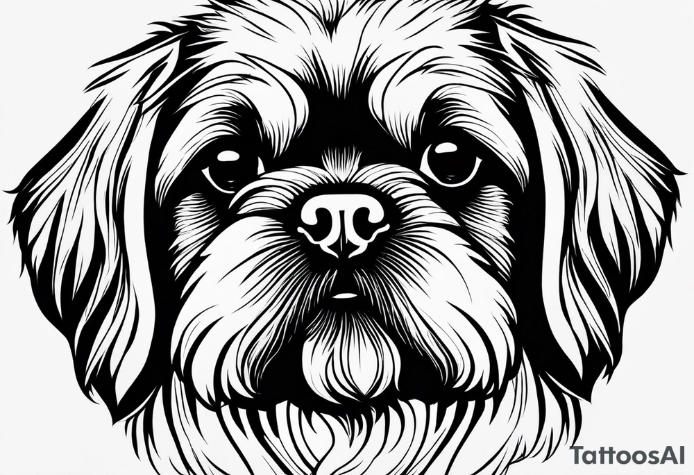A mixed breed Pekingese and Shih-Tzu dog. Just the outline of his face. tattoo idea