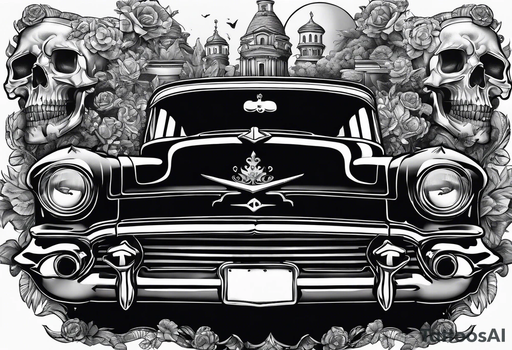 Rich life, skull, car meets, all mixed together tattoo idea