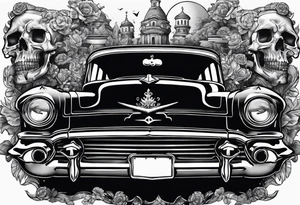 Rich life, skull, car meets, all mixed together tattoo idea