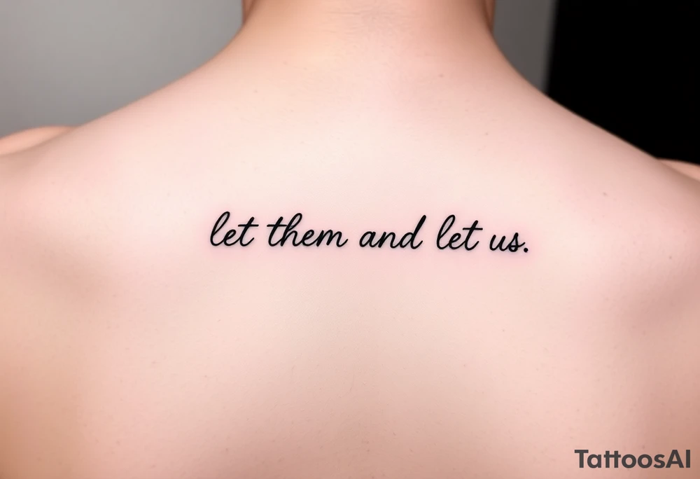 Small Fine line dainty cursive tattoo with the saying “let them and let me” on back tattoo idea