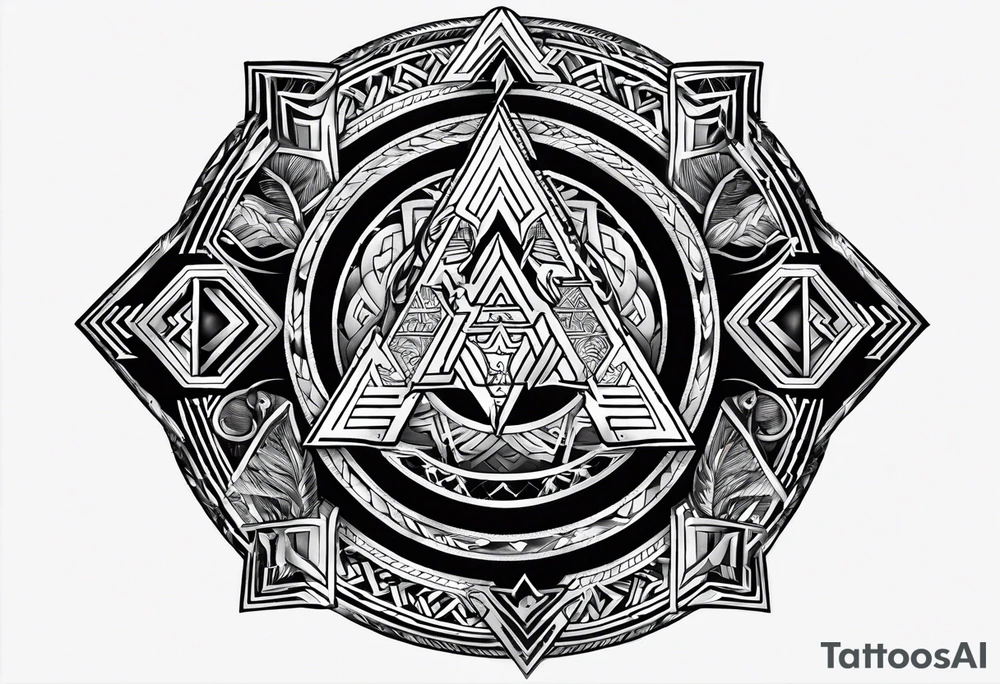 Valhalla  round 
shield axe sword valknut tattoo idea