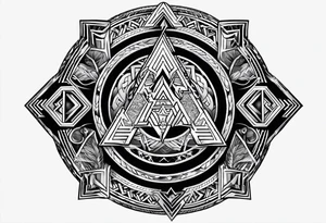Valhalla  round 
shield axe sword valknut tattoo idea