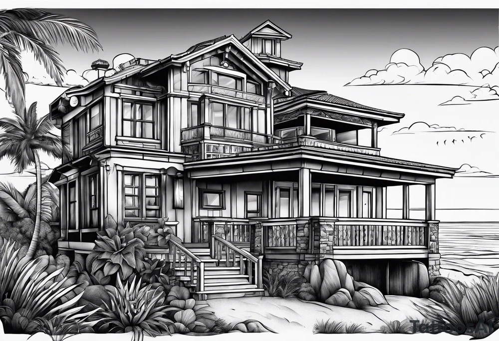 Beach house tattoo idea