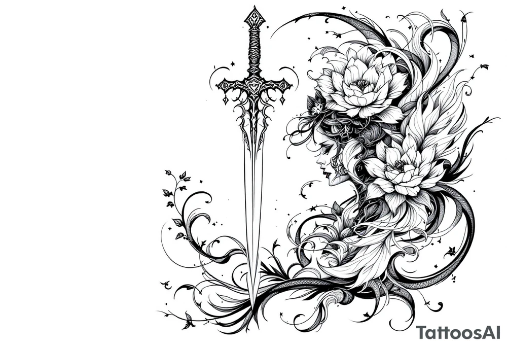 Goddess sword tattoo idea