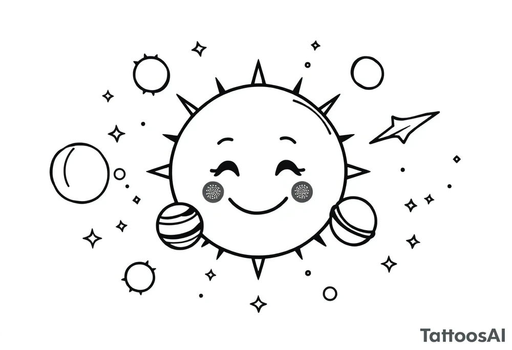 Smiley Cute solar system tattoo idea