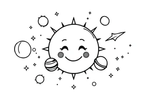 Smiley Cute solar system tattoo idea