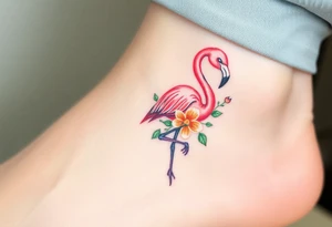 Flamingo with flower tattoo idea