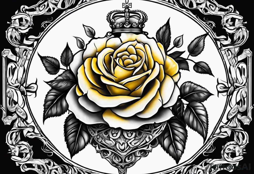 crown of yellow roses tattoo idea