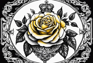 crown of yellow roses tattoo idea