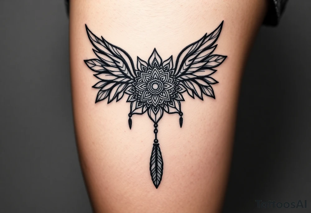 spiritual feathers ornamental mandala shaman tattoo idea