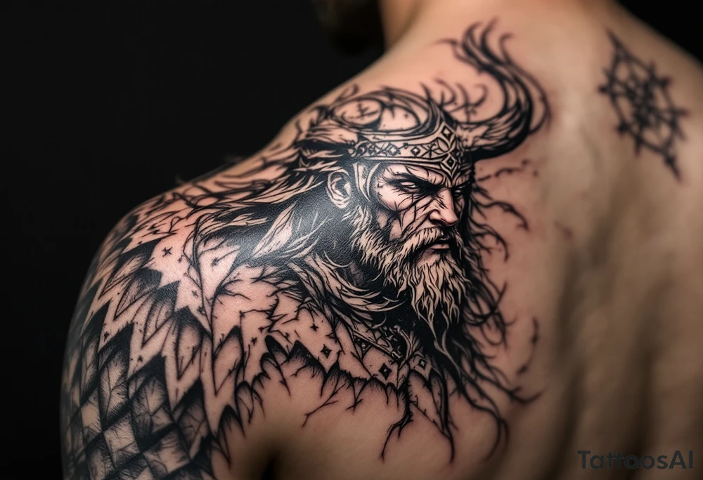 Female Viking fighters sleeve tattoo idea