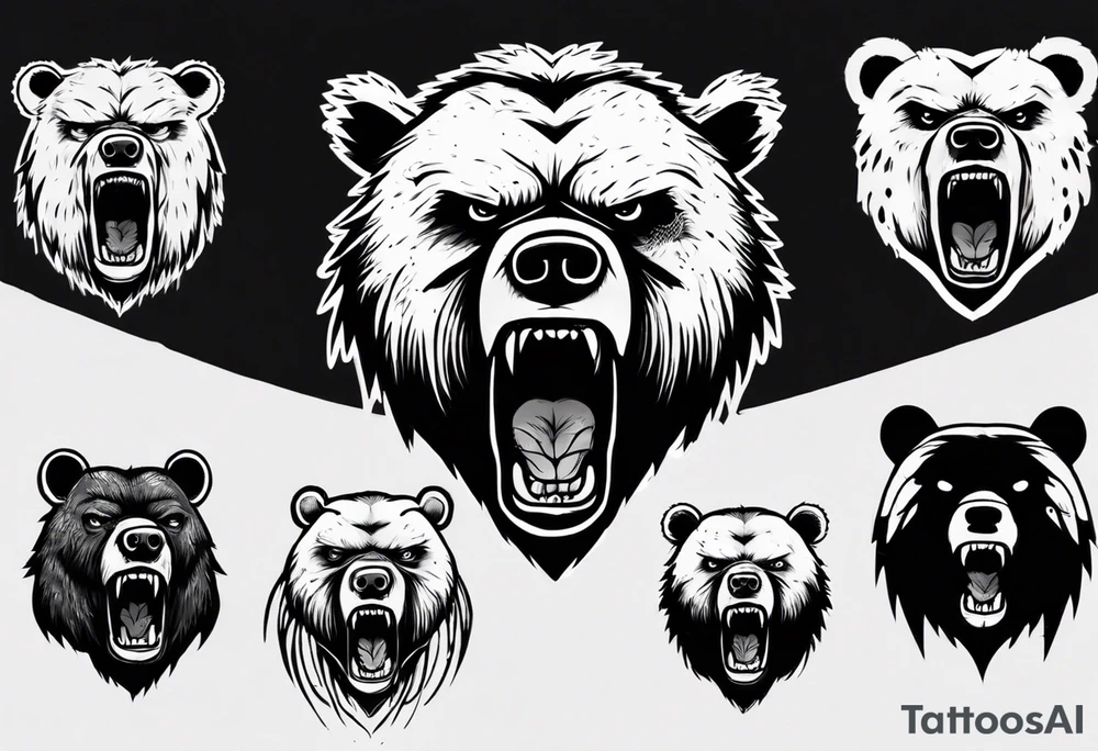 Angry bear coming up behind a city tattoo idea