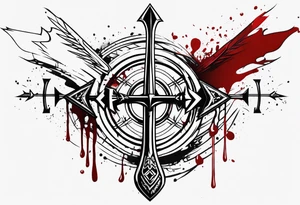 an arrow with a drip of blood on the tip of it simple line art tattoo idea