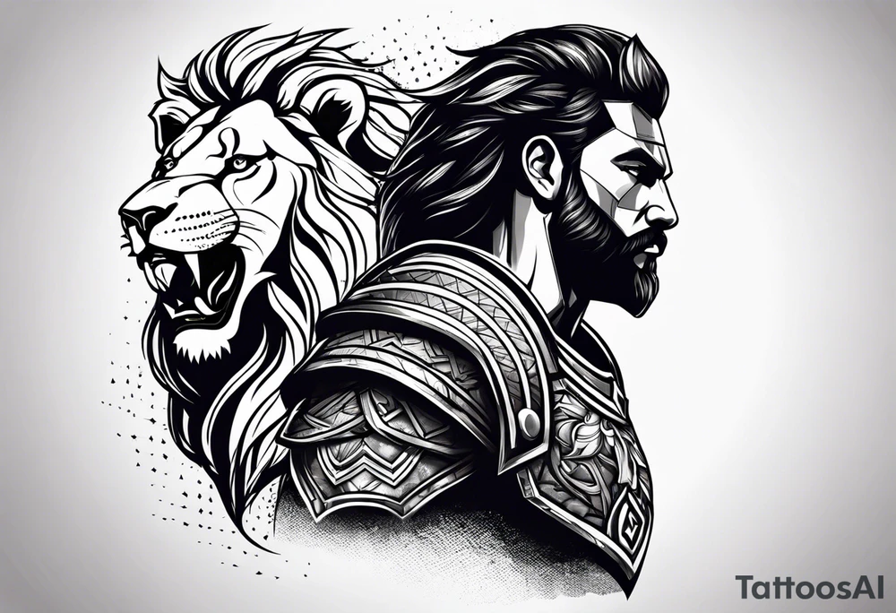 Gladiator with a lion tattoo idea