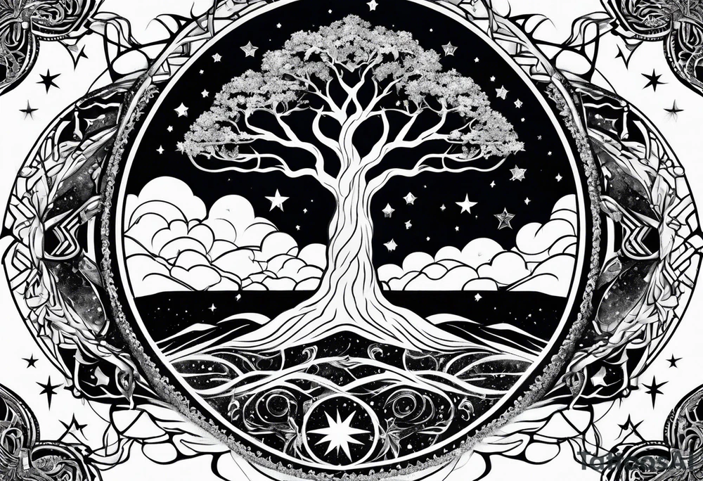 yggdrasil made of stars tattoo idea