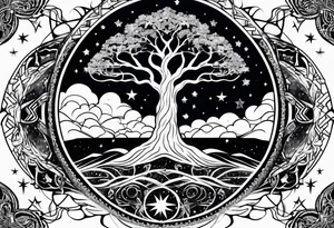 yggdrasil made of stars tattoo idea