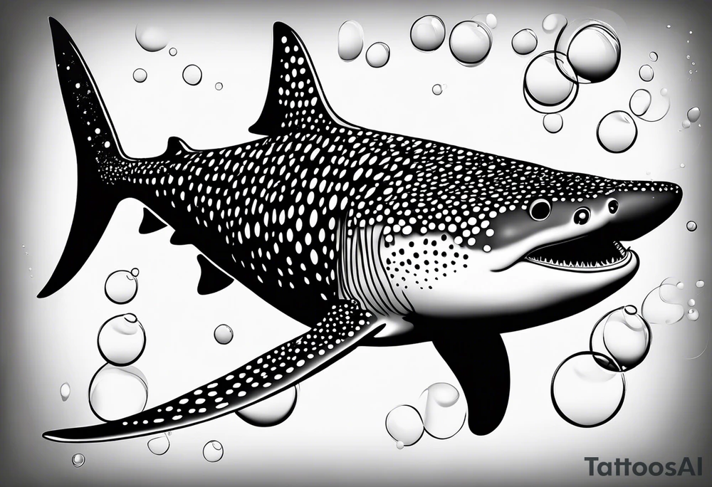 whaleshark, simple, bubbles tattoo idea