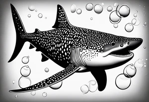 whaleshark, simple, bubbles tattoo idea
