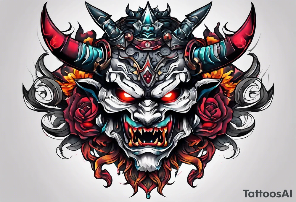 Cyber oni tattoo idea