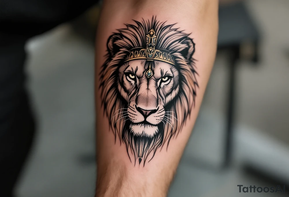 egyptian themed lion (red and black) tattoo idea