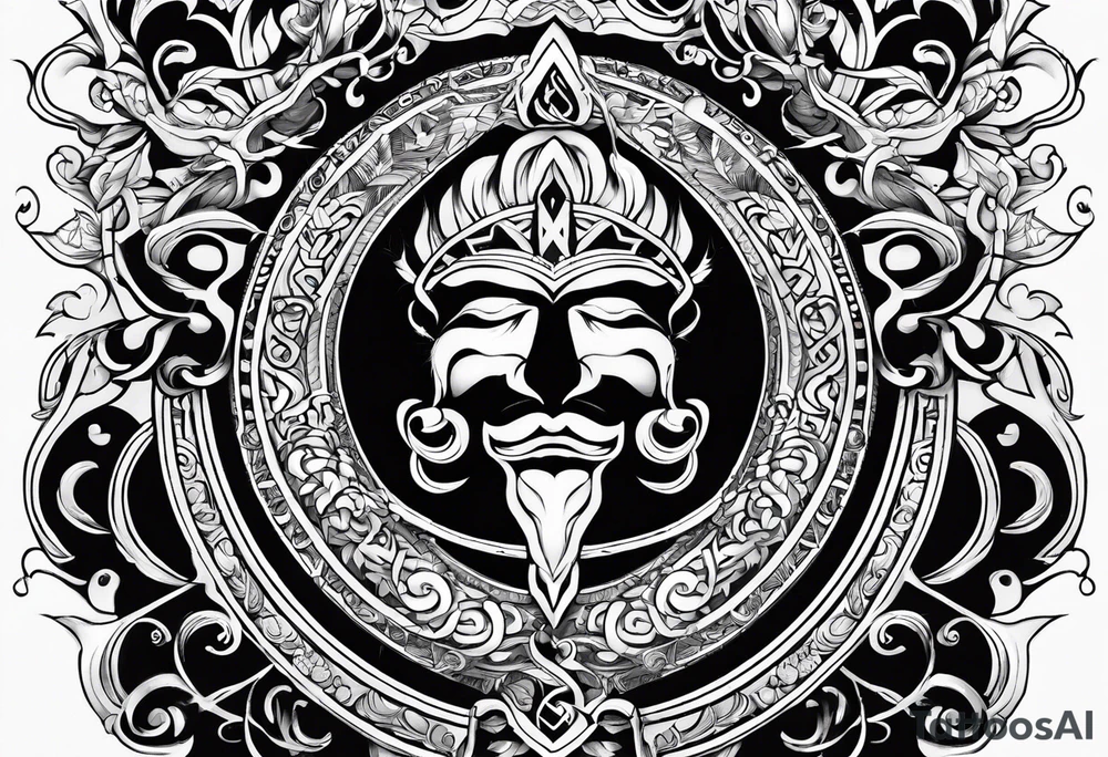 Greek Capital Letter Omega symbol black magic style tattoo idea