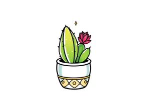 cute cacti and succulent in a pot tattoo idea