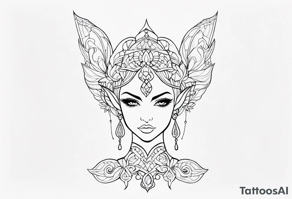 Elfe mit spitzen ohren nd geflochtenen zöpfen tattoo idea