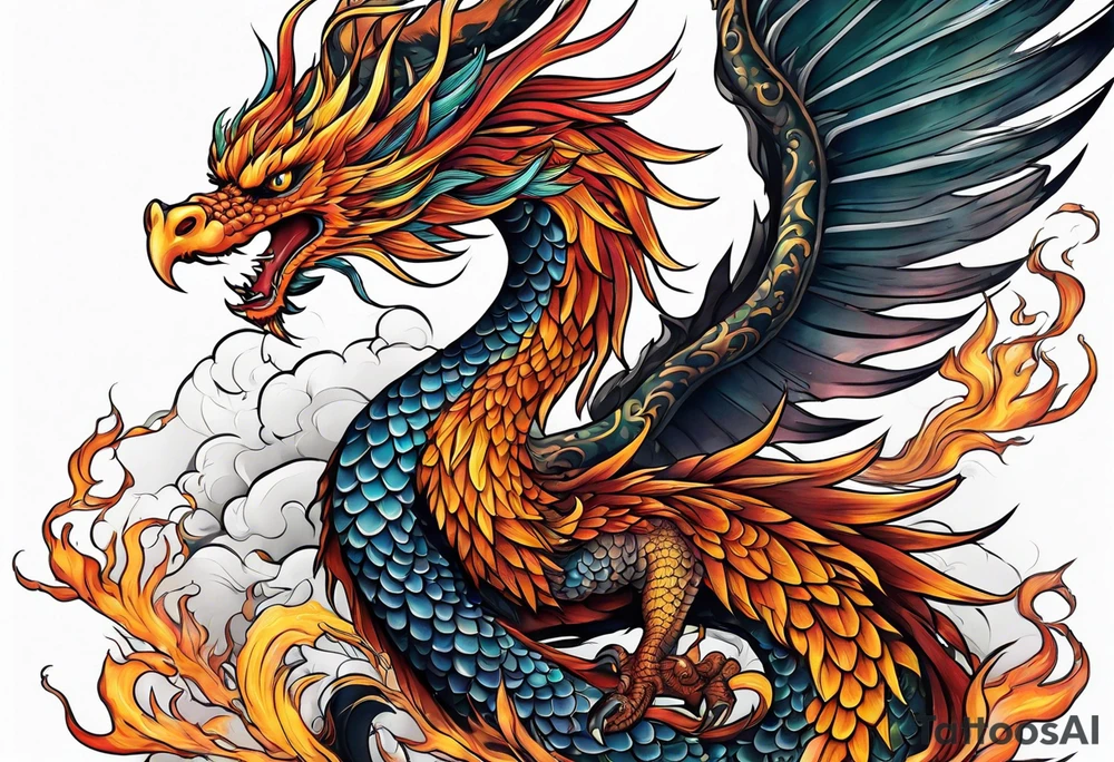phoenix and a dragon tattoo idea