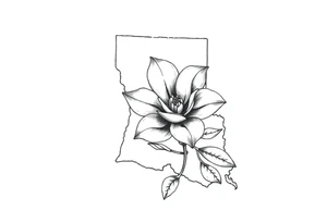 State or louisiana with magnolia flower in tooled leather tattoo idea