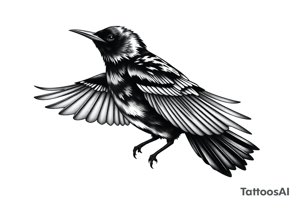 Male European Blackbird flying tattoo idea tattoo idea