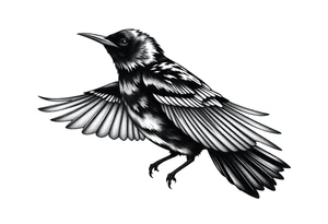 Male European Blackbird flying tattoo idea tattoo idea