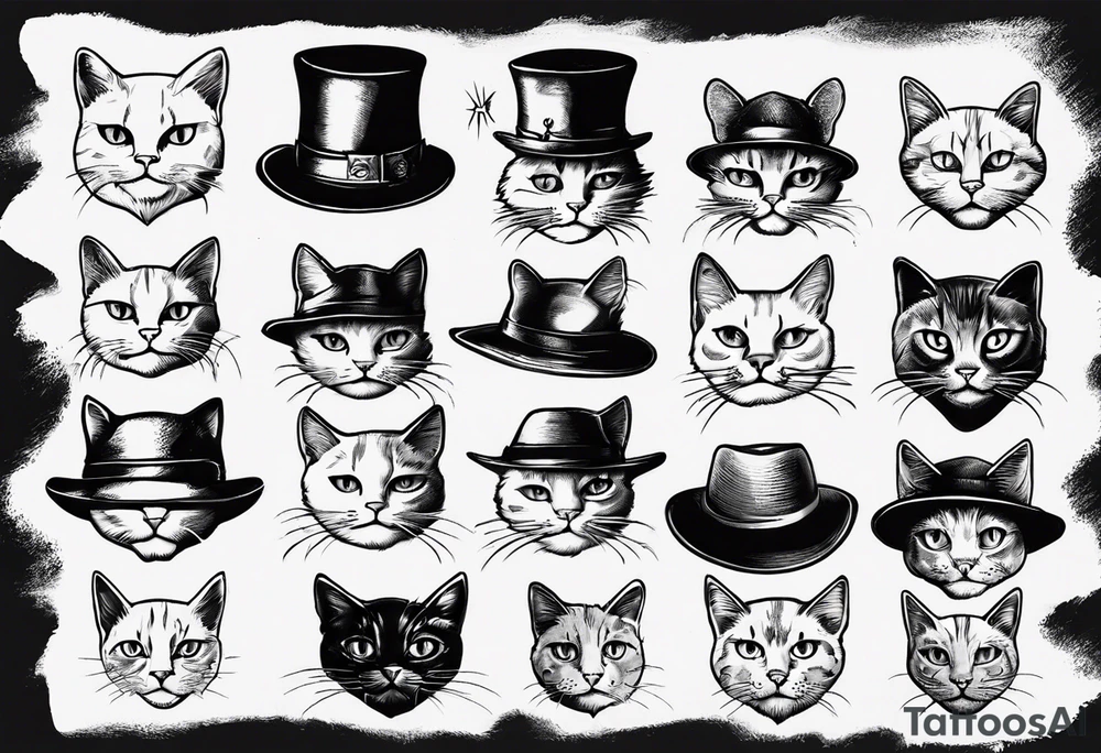 bkac cat with a hat tattoo idea