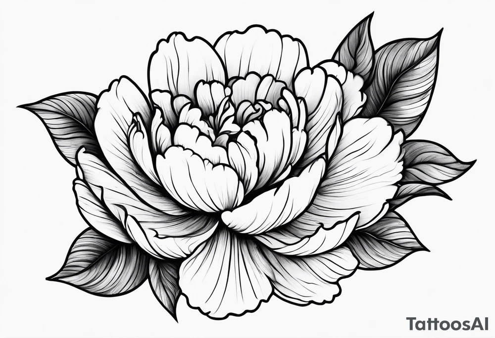 small peony flowers in the waves tattoo idea