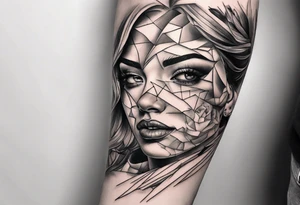 tissue pain on arm fragmented tattoo idea