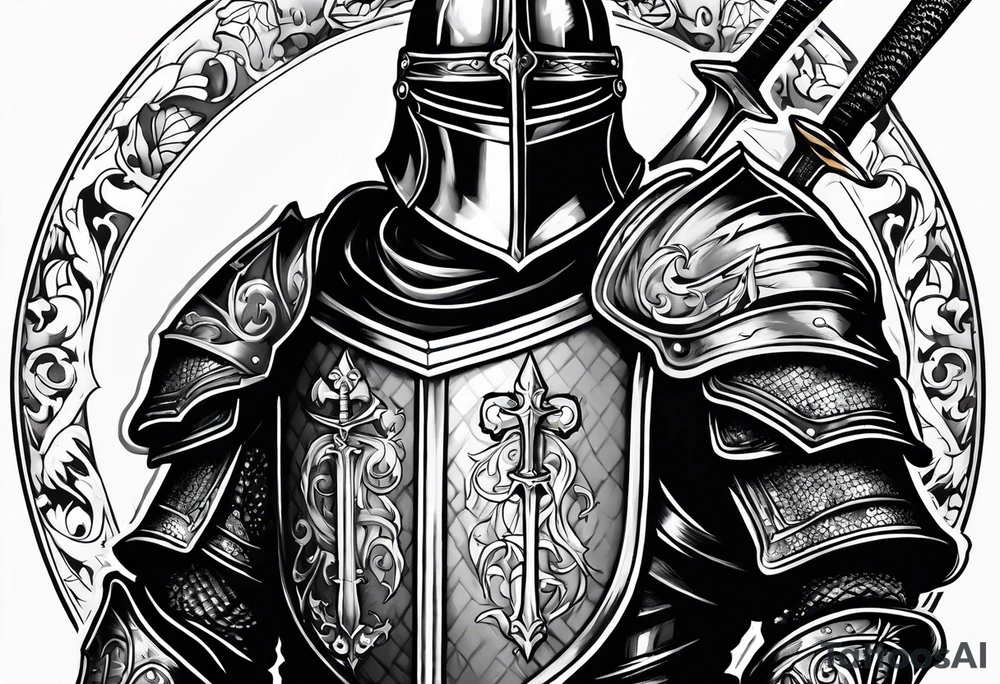 Medieval knight holding a sword tattoo idea