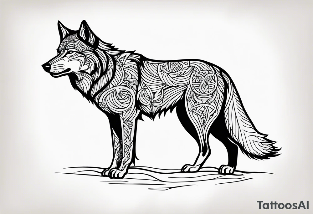 Irish wolf tattoo idea