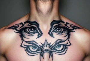 Eyes big and small on my chest for a man terrorizing with his eyes tattoo idea
