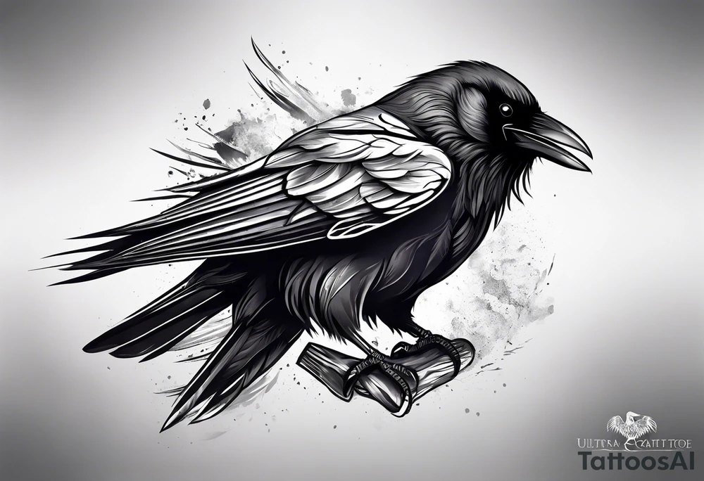 Generate a tattoo of a raven for the forearm tattoo idea